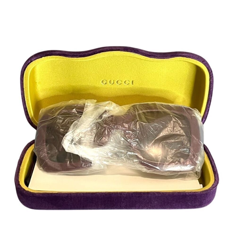 Authentic GUCCI GG1022S Women's Square Brown Plum Sunglasses Luxury Summer - Picture 4 of 13